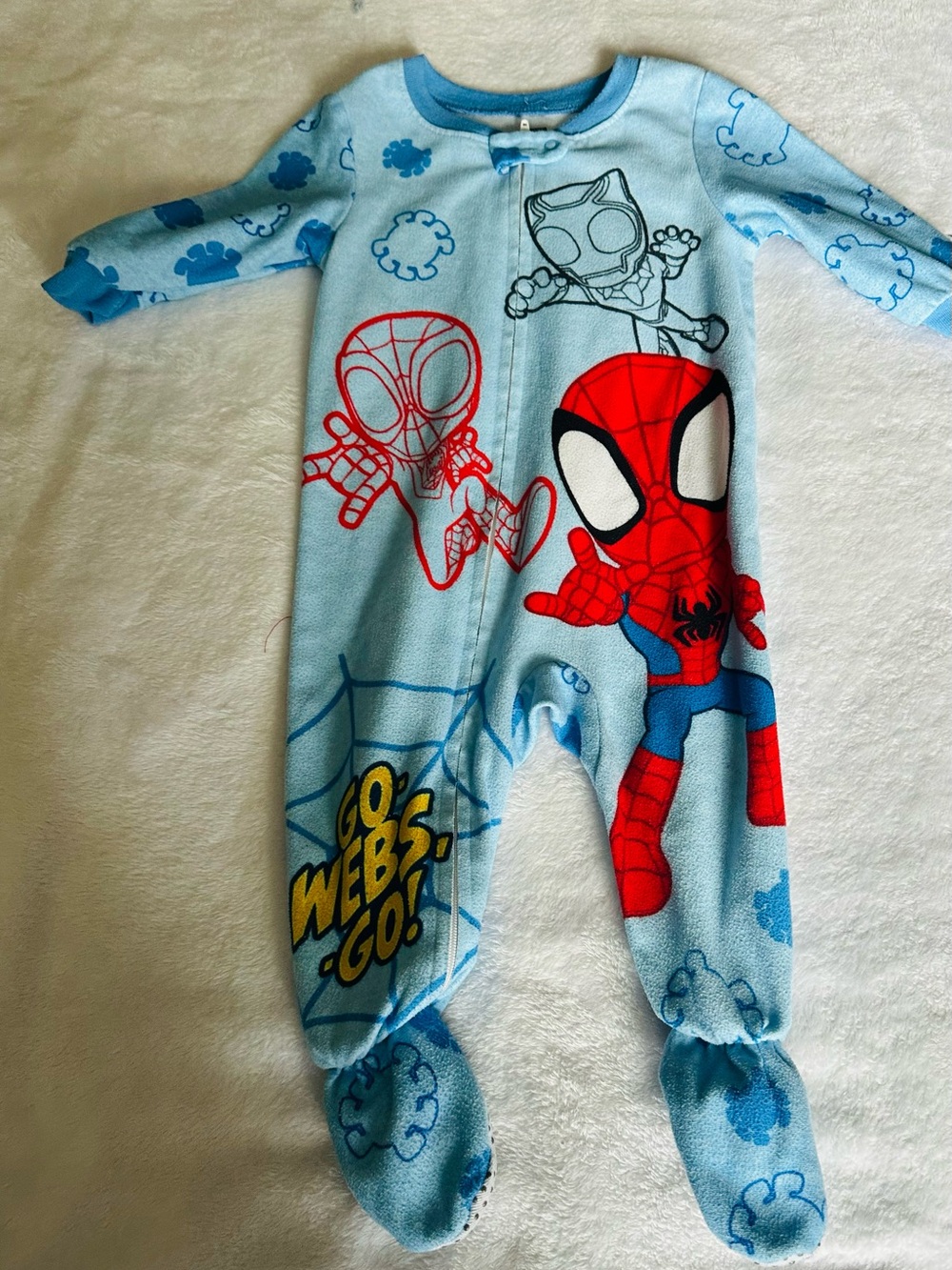 Marvel Spider-Man Red & Light Blue Kids Footed Pajamas